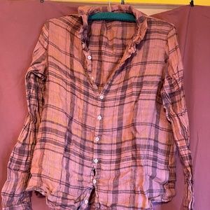 CP Shades linen plaid top Sz M